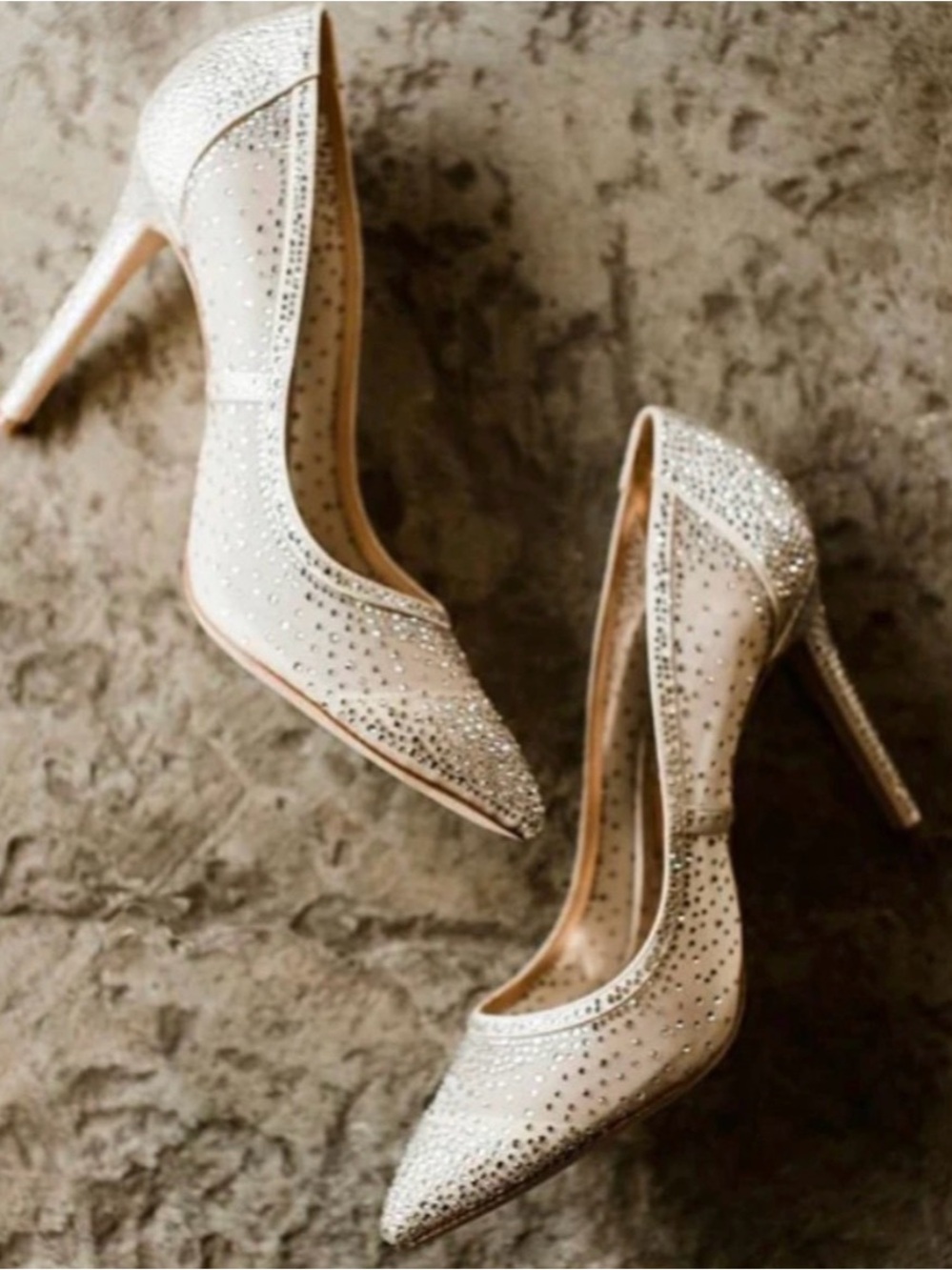 Badgley Mischka Blush Crystal-Embellished Pointed-Toe Stilettos